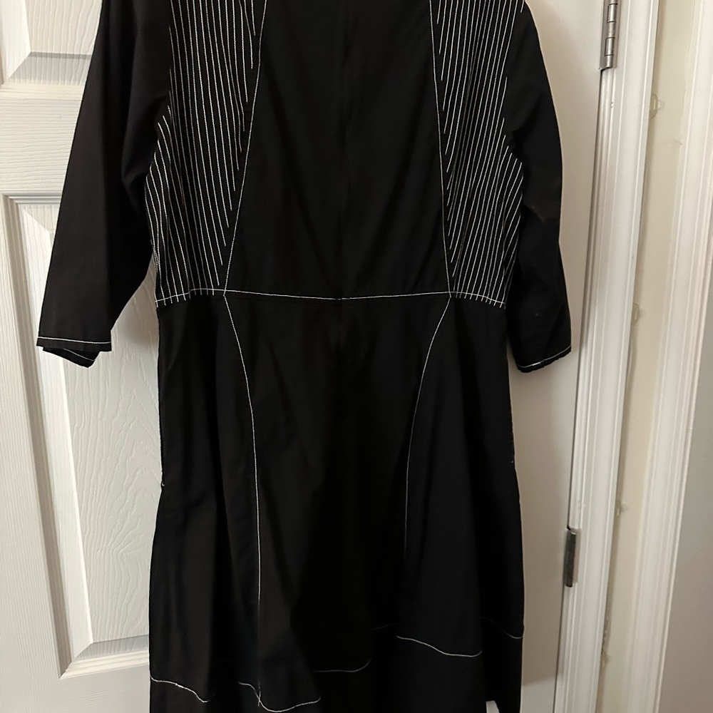 eShakti Black Dress with white embroidered details 2X 22W